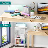 Snughome Craft Cart Compatible with Cricut Maker, Craft Organizers and Storage for Cricut Cart Organizer Table with Wheels, Drawer and 28 Vinyl Roll Holders, White, 23.6"(L) x 9.5"(D) x 31.7"(H) Snughome