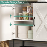 Maupvit 32" L Sideboard Buffet Cabinet with Storage, Farmhouse Tall Coffee Bar Table with Black Wood Countertop for Kitchen Dinning Room, Living Room, Antique White Entryway Accent Cabinets Maupvit