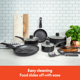 bella Cookware Set, 12 Piece Pots and Pans with Utensils, Nonstick PFOA Free Scratch Resistant Cooking Surface Compatible with All Stoves, Nylon and Aluminum, Black BELLA