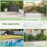 Giantex White Outdoor Glider Bench Chair for Two – Stylish & Sturdy Rocking Loveseat with Smooth Gliding Motion Giantex