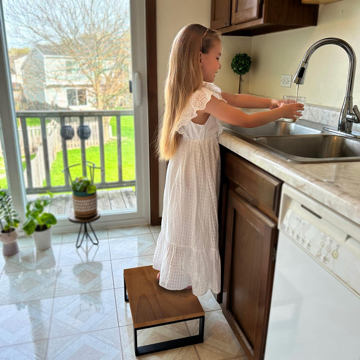 Solid Wooden Step Stool Heavy Duty, Portable Wood Step Stool Non-Slip, Lightweight Step Stool for Bed Easy Assembly, Bed Steps for High Beds for Adults, Holds Up to 350 lbs RORKEE