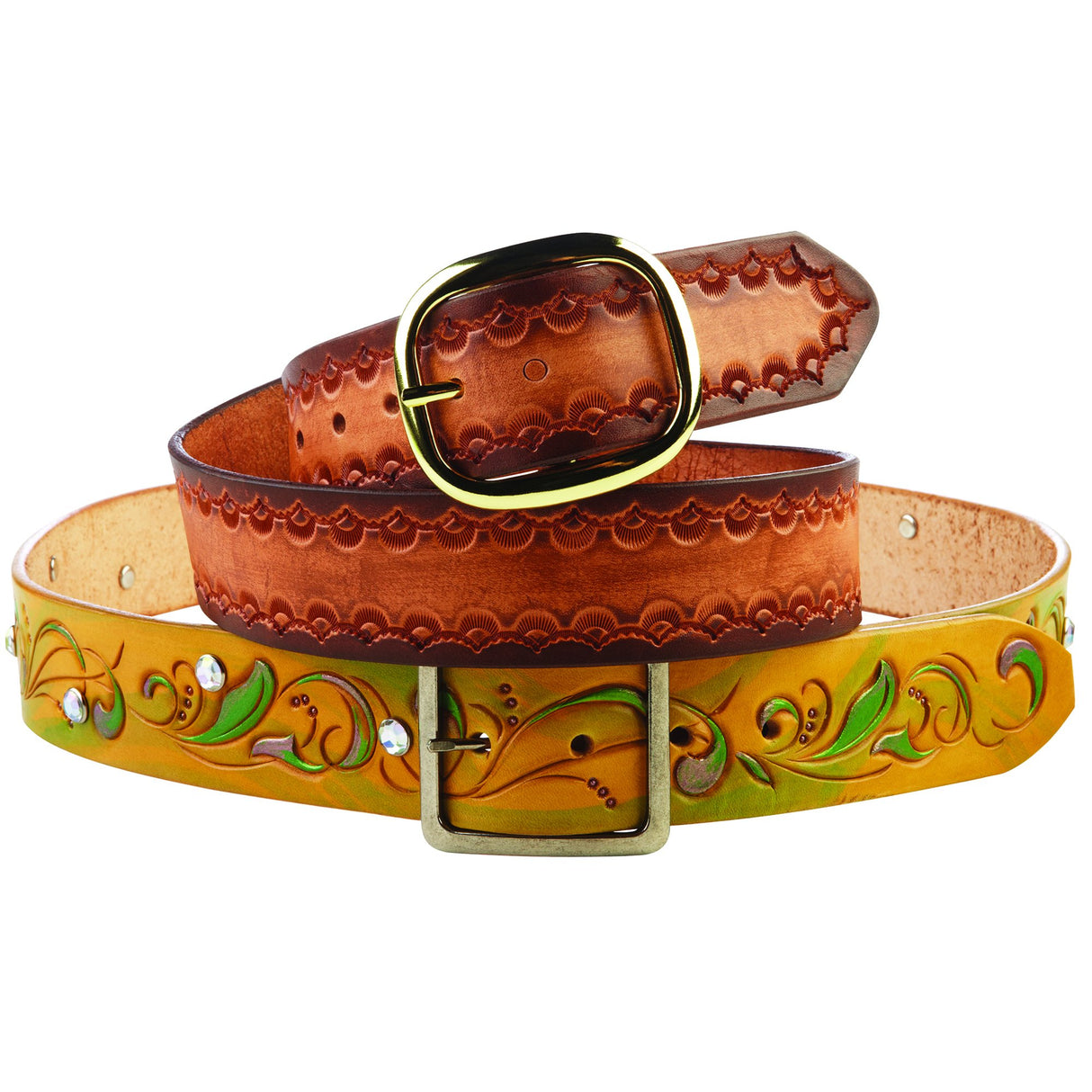 Realeather BS150-00 Tooling Belt Strips, Blank Leather Strap with Pre Cut Buckle Slots, 1.5"W X 42" L, Natural, 1-Piece Realeather