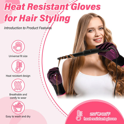 Suhine 20 Pcs Heat Resistant Gloves Professional Heat Resistant Gloves for Hair Styling Curling Heat Resistant Work Gloves(Silicone Bumps Style)