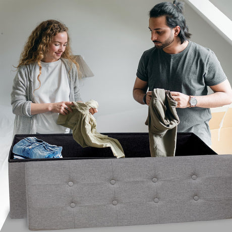GLAXYFUR 43.3 inches Folding Storage Ottoman Bench Storage Chest Footrest for Bedroom, Entryway and Living Room, Holds up to 660 lb Dark Grey GLAXYFUR