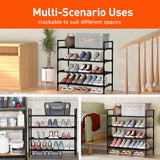 Nbwxcwbs Shoe Rack 4 Tier Shoe Organizer Shoe Storage Shoe Rack for Narrow Hallway Entryway Bedroom Easy Assembly (Black) Nbwxcwbs
