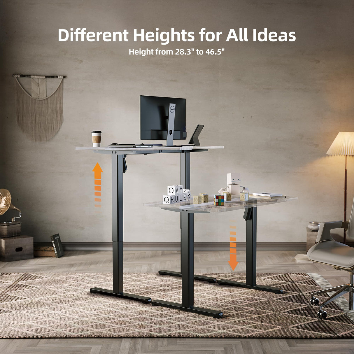 Claiks Standing Desk Frame, Electric Stand Up Desk Legs Frame Workstation Up to 63",T-Shaped Adjustable Standing Computer Desk for Home and Office, (Black Frame only) Claiks