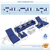 NICESOUL 11 Piece Oversized Luxury Aluminum Outdoor Sectional Sofa with Lounge, Weather Resistant Modular Patio Furniture Set, 500 lbs Heavy Duty Conversation Couch for Poolside Garden, Navy Blue NICESOUL