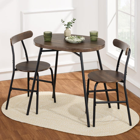 Best Choice Products 3-Piece Modern Oval Dining Table Set, Small Kitchen Dinette w/ 2 Chairs, Metal Frame, Curved Backrests - Dark Brown/Black Best Choice Products