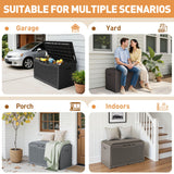 Greesum 100 Gallon Resin Deck Box Large Outdoor Storage Boxes with Cushions for Garden Tools, Patio Furniture Pillows, Pool Supplies, Black Greesum