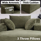 HRVEOCEI 49" Chaise Lounge Indoor, Oversized Chaise Lounge Chair with 3 Comfy Pillows for Living Room Bedroom, Wide Arms Corduroy Fabric High-Density Foam No Assembly Required (Sage Green) HRVEOCEI