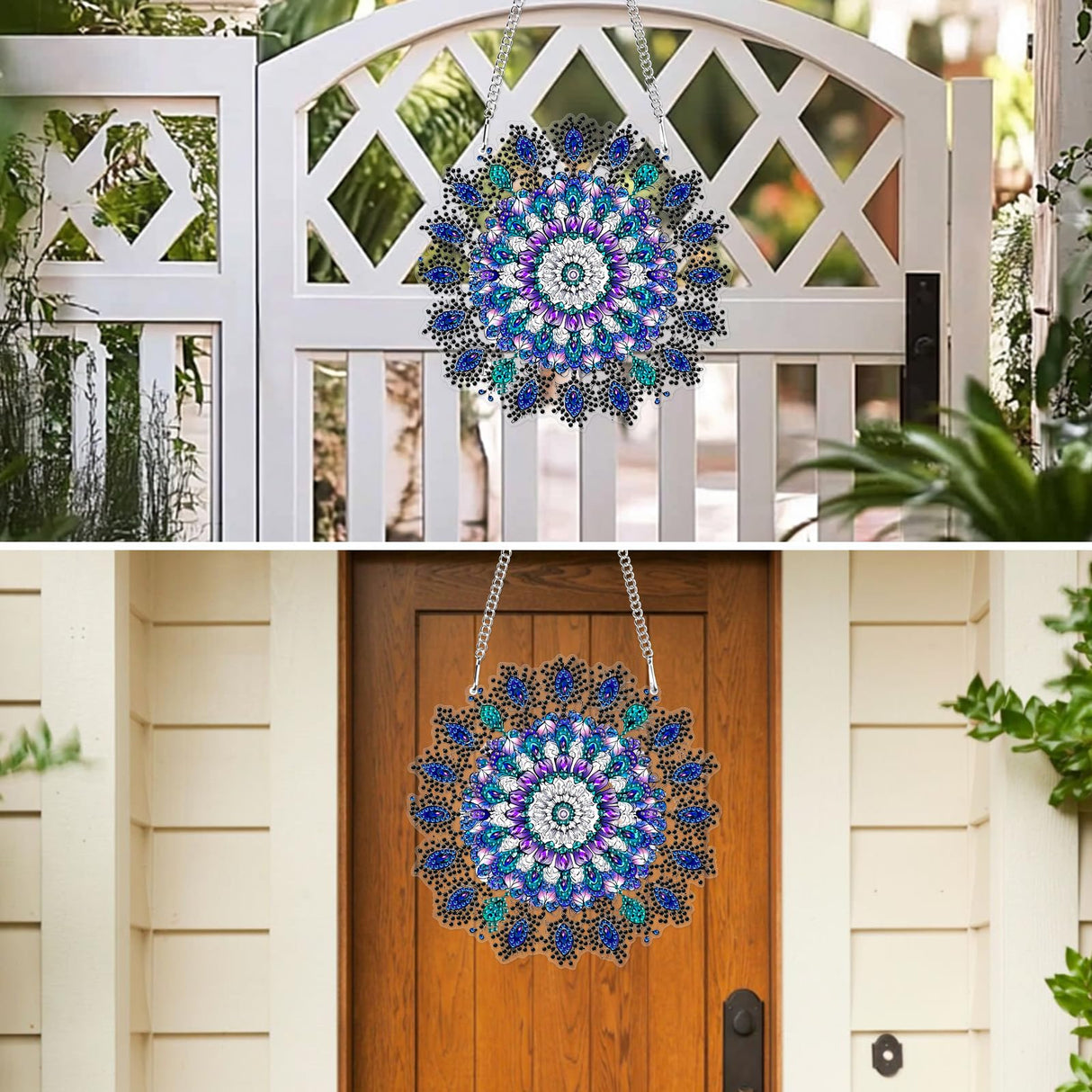 MXJSUA Special Shaped Hanging Diamond Painting Art Kits for Adults, Mandala Flower 3D Crystal Rhinestone Acrylic Gem Art Pendant Ornaments Kit for Home Decoration and Gift MXJSUA