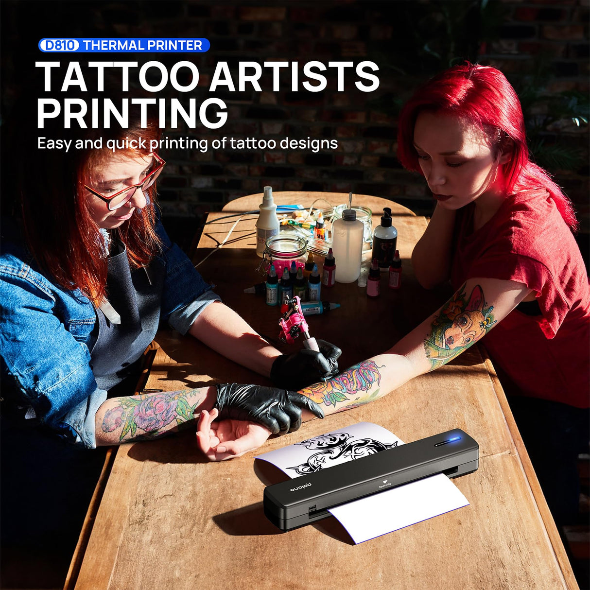 POLONO Portable Printer Wireless for Travel, D810 Bluetooth Thermal Printer Support for 8.5"x11" US Letter, Inkless Printer Compatible with iOS, Android, Laptop for Office, Car and Home, Black POLONO