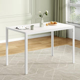 Farini White Dining Table for 4-6 Person,47" Rectangular Wooden Dining Table Top and Metal Frame for Home Kitchen Dining Desk (47 inch,White) Farini