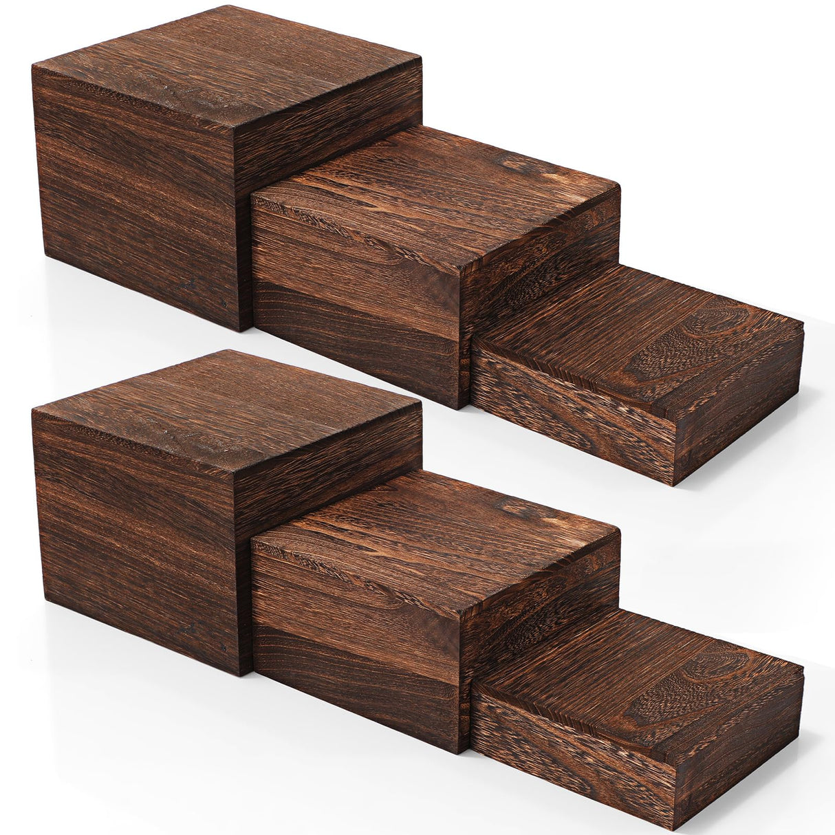 Barydat 6 Pcs Wood Display Risers Rustic Cupcake Stand Food Risers for Buffet Table Wooden Stackable Display Stand Box for Catering Dessert Collectibles Jewelry Figures Show Barydat