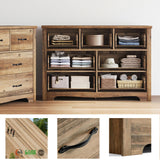 LINSY HOME 7 Drawers Dresser for Bedroom, 47" Wide Rustic Wood Dressers & Chests of Drawers, Modern Farmhouse Storage Dresser with Antique Handles for Closet, Living Room, Hallway, Rustic Brown LINSY HOME