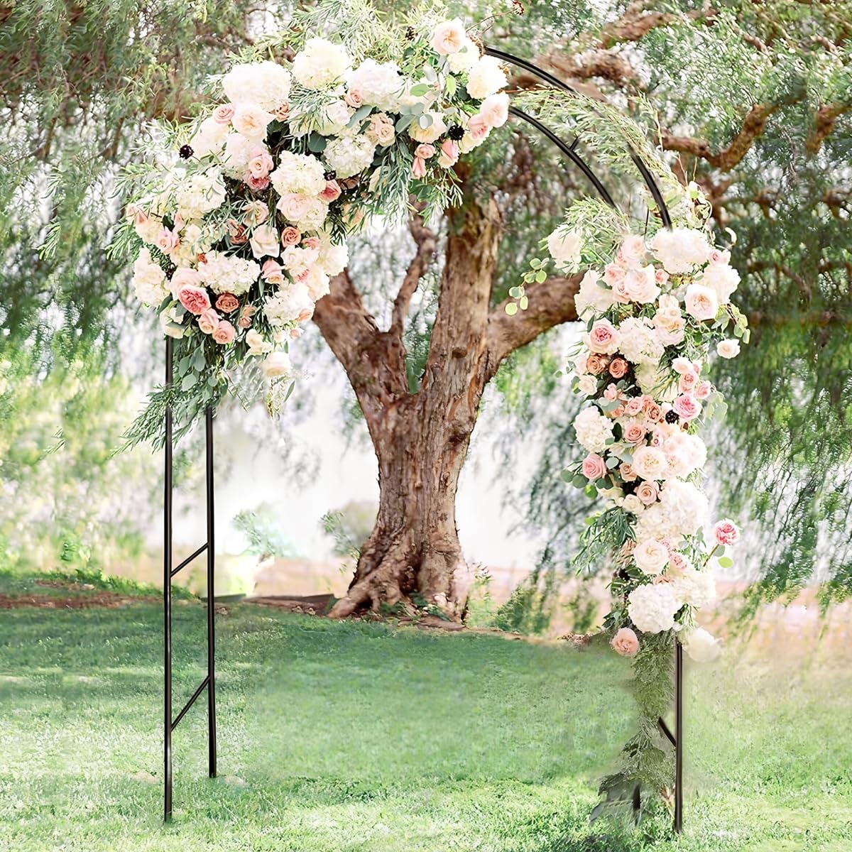Metal Pergola Arbor,4.6 Feet Wide x7.9 Feet High Assemble Freely for Various Climbing Plant Wedding Garden Arch Bridal Party Decoration Wide Arbor LeJoy Garden