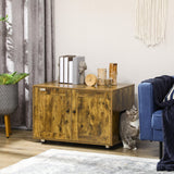 PawHut Hidden Cat Litter Box Enclosure, Cat Washroom Storage Bench Side End Table - Rustic Brown PawHut