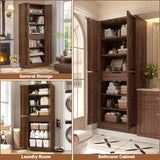 Unikito 71" Farmhouse Kitchen Pantry Storage Cabinet with Barn Doors, Adjustable Shelves & Drawer Organizer, Versatile Tall Storage Cupboard for Dining Room, Bathroom, Utility Room, Weathered Brown Unikito