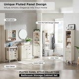 RedLemon 68" Tall Corner Cabinet, Modern Fluted Storage Cabinet with Faux Marble Top & Adjustable Shelves, Curved Profile Design, Space Saver for Bathroom, Living Room, Kitchen, Off White RedLemon