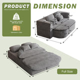 IZLKQC 75'' Convertible Folding Sofa Bed, Memory Foam Couch, Foldable Full Size Love Seat Sleeper Bed, 2-in-1 Foldable Curved Sleeper Sofa with 4 Pillows and Blanket for Living Room (Corduroy, Gray) IZLKQC