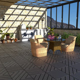 kejector 44 Pack Plastic Interlocking Deck Tiles,Patio Deck Tiles 12"x12" Square Waterproof Flooring Outdoor All Weather Use Slip-Resistant Decking Tiles for Poolside Balcony Backyard,Twill Lines kejector