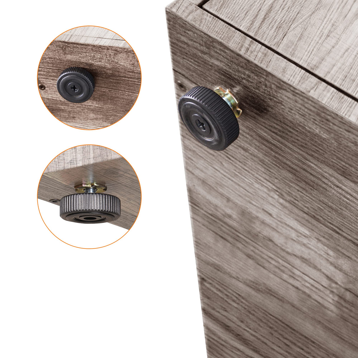 Heybly Cat Tree, Wood Litter Box Enclosure with Food Station, All-in-one Indoor Cat Furniture with Large Platform and Condo, Modern Style Cat Tower, Hammock, Rustic Gray HCT100SG Heybly