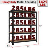 BuxWellBang 5 Tier Garage Storage Shelves - 32" W x 16" D x 63" H Adjustable Heavy Duty Metal Shelving Unit, Garage Shelving Organizers and Storage Utility Rack for Basement, Pantry, Kitchen, Black BuxWellBang