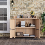 Rattan Outdoor Storage Cabinet, Large Space Potting Bench with Waterproof Metal, Plate Garden Table for Outdoor Storage and Gardening JFHID