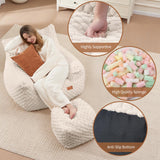 WSOFRLAC Bean Bag Chair with Ottoman, Modern Giant Bean Bag Couch Sofa with Footstool, Lounge Large Bean Bag Chairs for Adults Teens, Comfy Faux Fur Reading Chair for Bedroom, Living Room WSOFRLAC