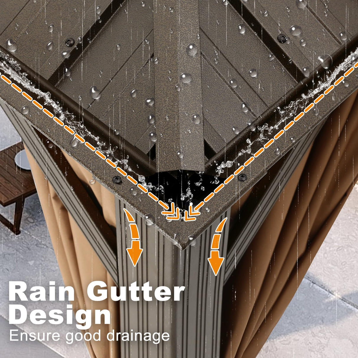 ABCCANOPY Hardtop Gazebo 10x10 - Outdoor Metal Hard Top Gazebo, Permanent Galvanized Steel Aluminum Framed Pavilion with Netting and Curtain for Patio Backyard Lawn Garden (Double Roof, Khaki) ABCCANOPY