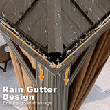 ABCCANOPY Hardtop Gazebo 10x10 - Outdoor Metal Hard Top Gazebo, Permanent Galvanized Steel Aluminum Framed Pavilion with Netting and Curtain for Patio Backyard Lawn Garden (Double Roof, Khaki) ABCCANOPY