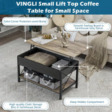VINGLI 36" Lift Top Coffee Table with Free Cloth Storage Bins, Rustic Framhouse Grey Coffee Table for Living Room, Small Modern Coffee Table for Small Space in Minimalistic Style, Gray VINGLI