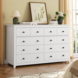 DurayLoly White Dresser for Bedroom with 10 Spacious Drawers Large Wood Dresser TV Stand for Bedroom Modern Chest of Drawers for Living Room Hallway Entryway, Smooth Slide, 15.7" D x 52" W x 36.5" H DurayLoly