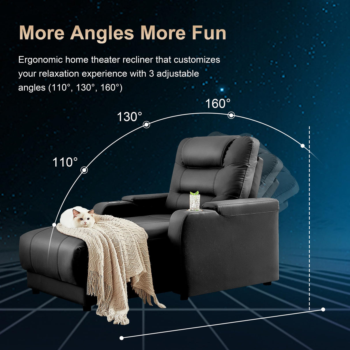 Chorlenimi Home Theater Seating Oversized Loveseat Recliner Chair Ultra-Comfortable Reclining Chair Power Recliners Chairs with Electric Recliners for Living Room (Black,Row of 3) Chorlenimi