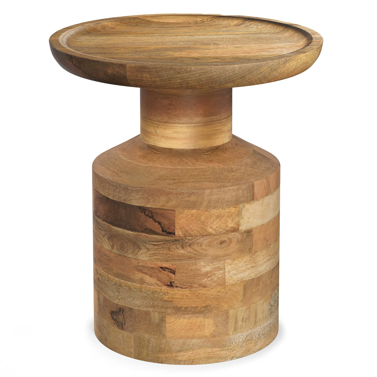 SIMPLIHOME Haynes SOLID MANGO WOOD 16 Inch Wide Round Boho Wooden Accent Table in Natural, Fully Assembled, For the Living Room and Bedroom SIMPLIHOME