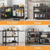 Firstsky Metal Garage Work Bench with Wheels,3-Tier Garage Roling Workbench,Adjustable Black Workshop Bench,Mobile Garage Workstation,Heavy Duty Work Table,33.5''W*17.7''D*31.5”H Tool Table On Wheels Firstsky