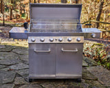 Monument Grills 77352 6-Burner Stainless Steel Cabinet Style Propane Gas Grill with Knob Controls, Side Burner, Built-In Thermometer, and Rotisserie Kit Monument Grills