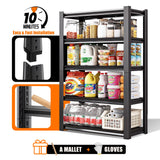 Rufokisa 40in Wide Garage Shelving Heavy Duty，2500lbs Large Loads Adjustable Garage Storage Shelves,All Metal Storage Racks and Utility Rack Shelves, 40”W x 18”D x 72”H (Black) Rufokisa