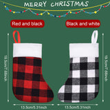 Skylety 24 Pcs Christmas Stockings Bulk Mini Xmas Buffalo Plaid Stocking Plush Cuff Hanging Decorations for Holiday Party Favors(24 Pcs,Red Black, Black White,Plaid) Skylety