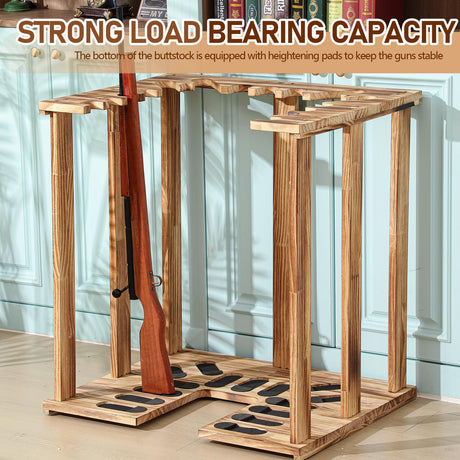 GlikCeil Gun Rack Wooden Rack Rifle Stand Display for 15 Shooting Hunting Guns Organizer and Storage Corner Floor Standing for Home Indoor Exhibition Rifle Lover Gift(Natural Wood) GlikCeil