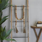 Deco 79 Mango Wood Handmade Garland with Tassel Round Long Carved Beaded , 80" x 1" x 1", Brown Deco 79