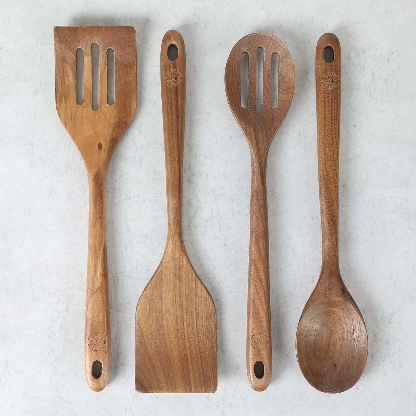 Martha Stewart Bainford 4-Piece Wooden Kitchen Tool Set - Walnut