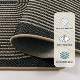 Lahome Modern Rainbow Easy Jute Carpet, Washable 5x7 Area Rugs for Living Room Patio Black Farmhouse Indoor Outdoor Rugs, Contemporary Natural Non Slip Floor Carpet for Office RV Backyard Lahome