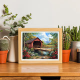 YEEIFFD 5D Landscape Historic Campbells Covered Bridge Diamond Art Full Drill Diamond Painting Kits for Adults Beginners DIY Art Crafts for Relaxation and Home Wall Decor 12x16 inch YEEIFFD