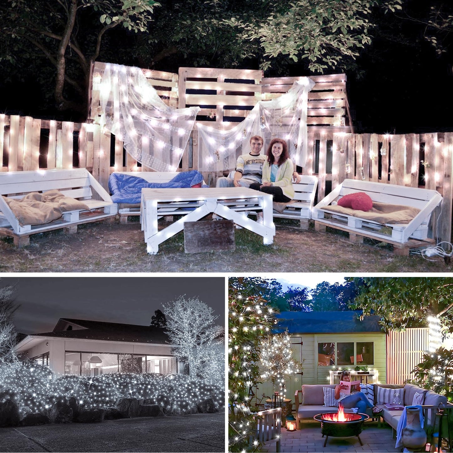 KNONEW 170FT Outdoor Christmas Fairy Lights Plug in,500 LED String Lights Outdoor Waterproof 8 Modes Memory Times for Wedding Bedroom Walls Garden Trees Decoration(Cool White)