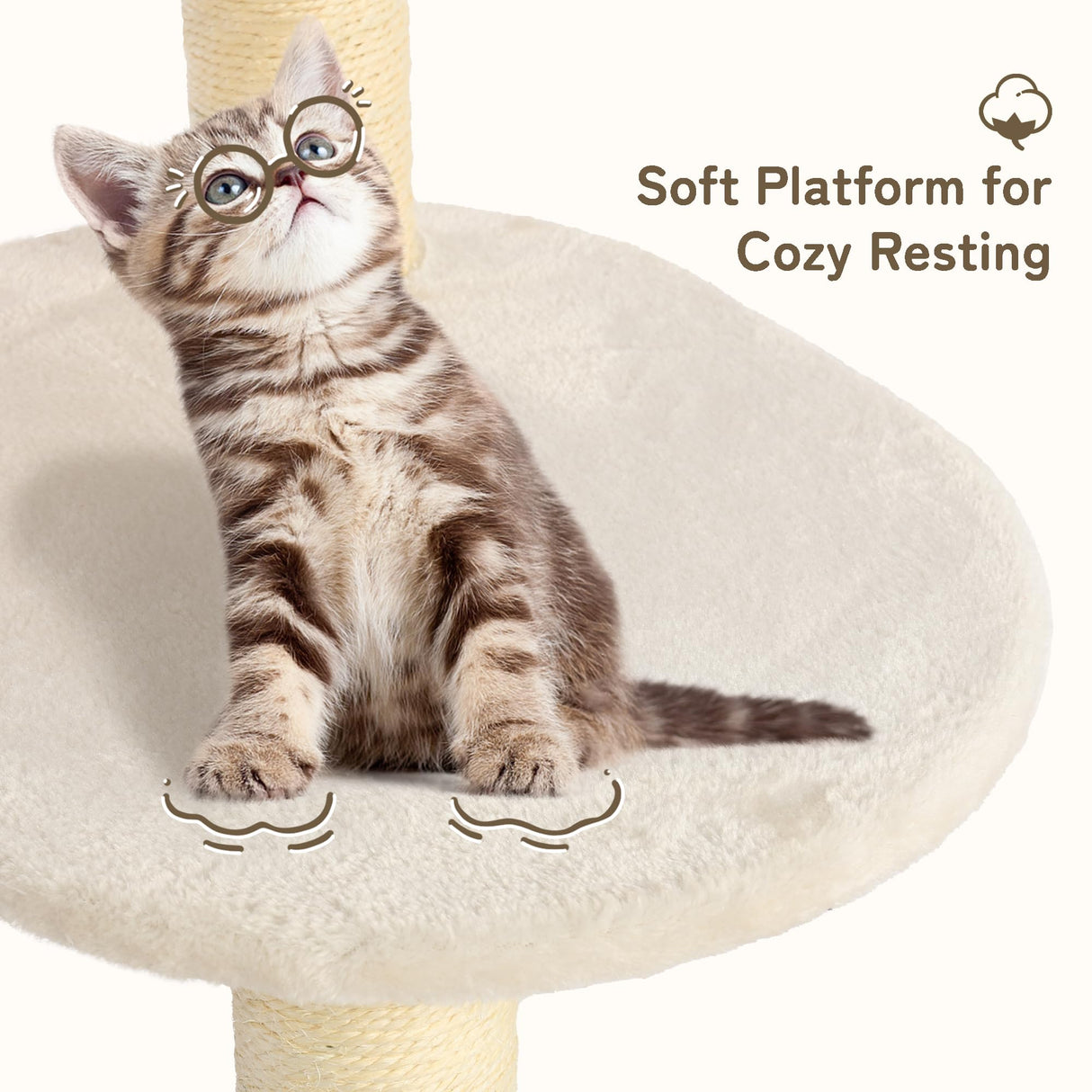 KAMABOKO Modern Cat Tree, Cat Tree for Indoor Cats w/Natural Sisal Scratching Posts, Hand-Woven Condo & Top Perch, 39" Tall Cat Tree for Kittens Climb Play & Rest KAMABOKO