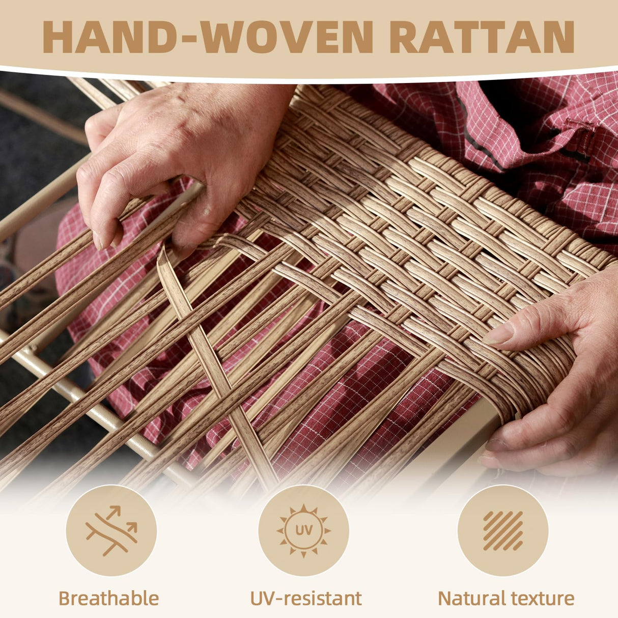 SunloungeCo 5-Piece Patio Furniture Set, Outdoor Wicker Sectional Sofa with Coffee Table, Anti-Slip & Thick All-Weather Cushions for Sunroom,Garden,Backyard, Beige SunloungeCo