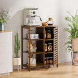 HITNET Bathroom Cabinet Freestanding, Bamboo Floor Cabinet, Kitchen Storage Organizer with 3 Side Open Shelves for Bedroom, Living Room, Home Office, Walnut HITNET