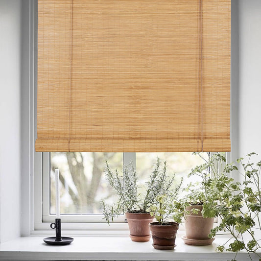 72" W x 72" H Natural Bamboo Roll Up Blinds Outdoor/Indoor Bamboo Blinds, Light Filtering Roll Up Roman Shades for Interior Windows, Bamboo Roller Blinds Shades for Home Patio Porch, Easy Installation