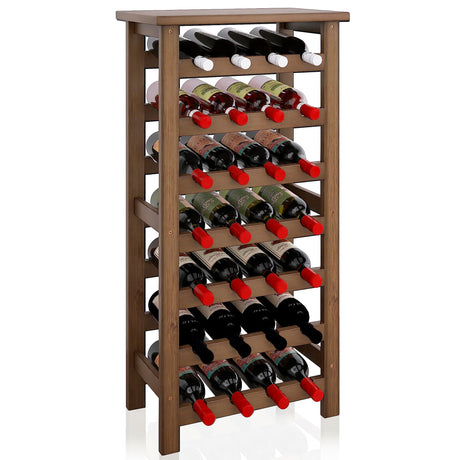 SMIBUY Bamboo Wine Rack, 28 Bottles Display Holder with Table Top, 7-Tier Free Standing Storage Shelves for Kitchen, Pantry, Cellar, Bar (Walnut) SMIBUY